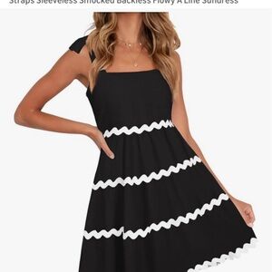 Chic Black and White Backless A-Line Dress
